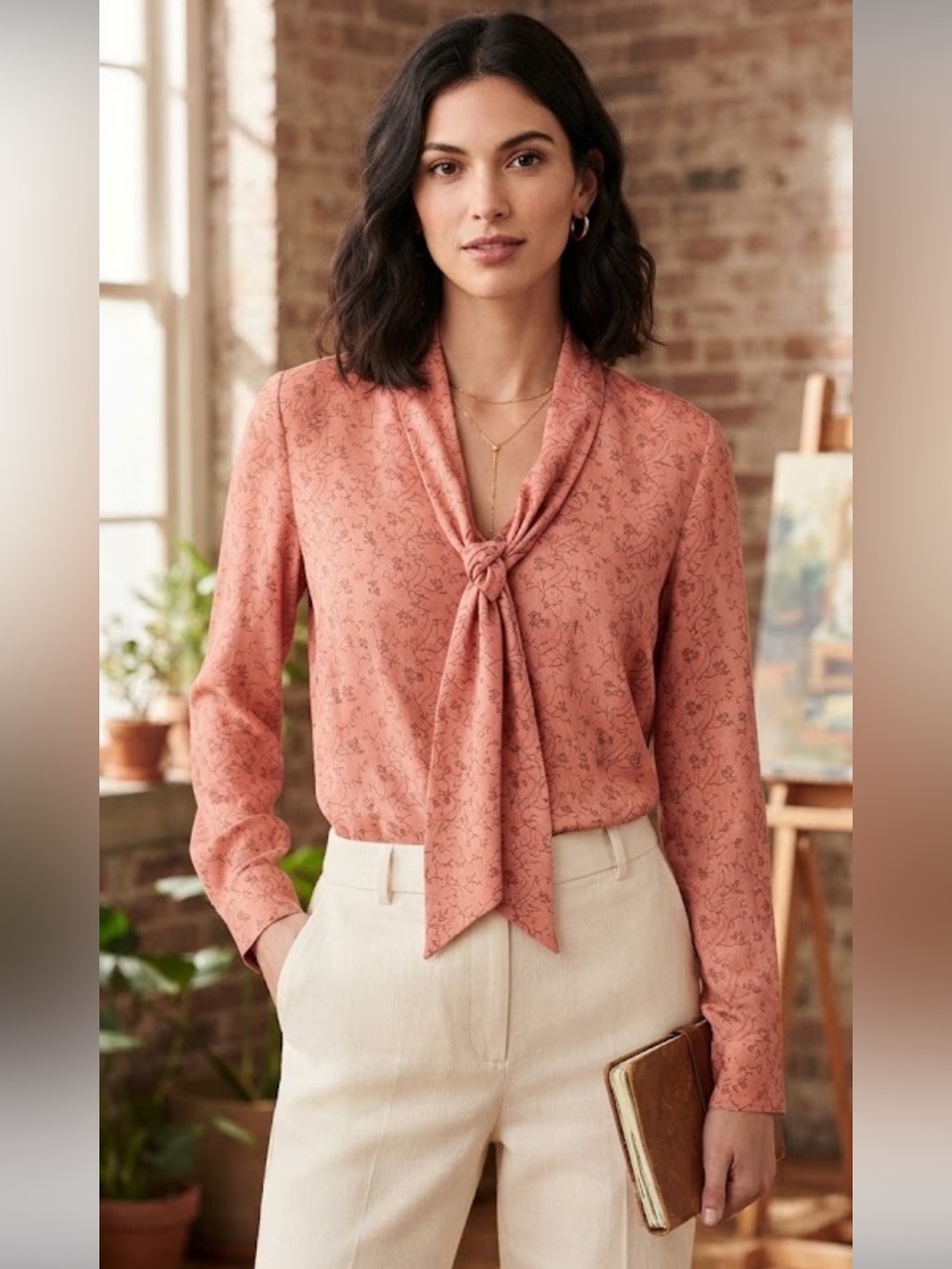 NWT Loft Floral Twig Soft Rayon Blouse Size XL